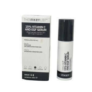 The Inkey List 15% Vitamin C & EGF Serum All Skin Types Brighten 1.0 oz. NEW